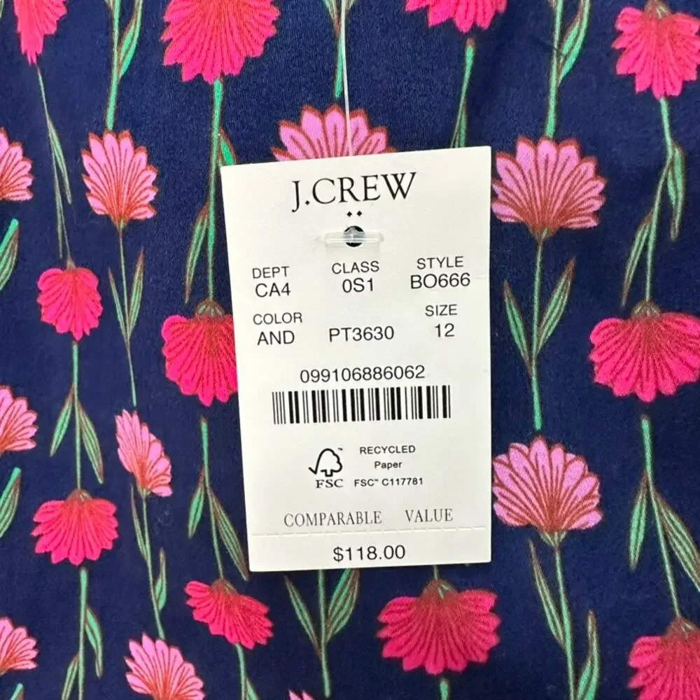 J.Crew Women's NWT Size 12 Sheath Dress Floral Design Sleeveless Lined Fitted